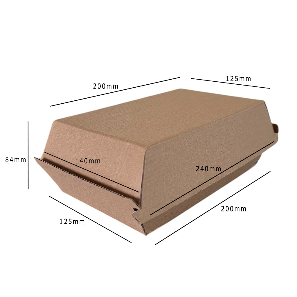 Kraft Clamshell Meal Box 200x125x84mm Dimensions - Propus Packaging